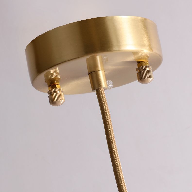 Gold Single Pendant Light in Modern Luxury Style Copper Globe Hanging Lamp with Crystal Shade