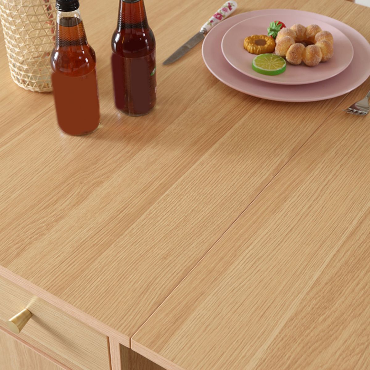 Modern Rectangle Dining Table Wood Drop Leaf Folding for Dining Room