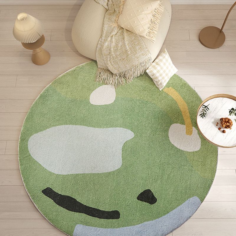 Green Contemporary Carpet Polyester Color Block Carpet Washable Carpet for Drawing Room