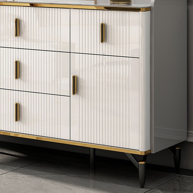 Glam Stone Storage Chest Bedroom Chest in White with Drawers