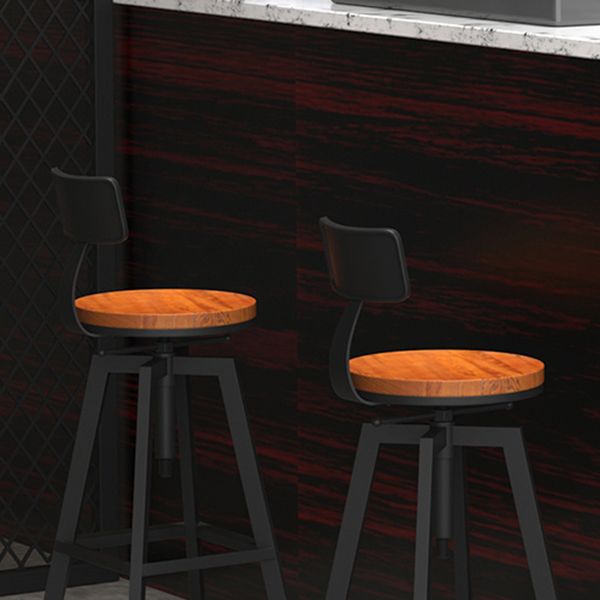 Adjustable Armless Height Stool Industrial Counter Stools with Black Base
