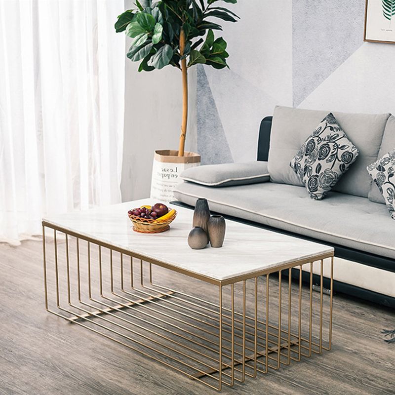 Frame Base Coffee Table Rectangular Gold Metal Cocktail Table