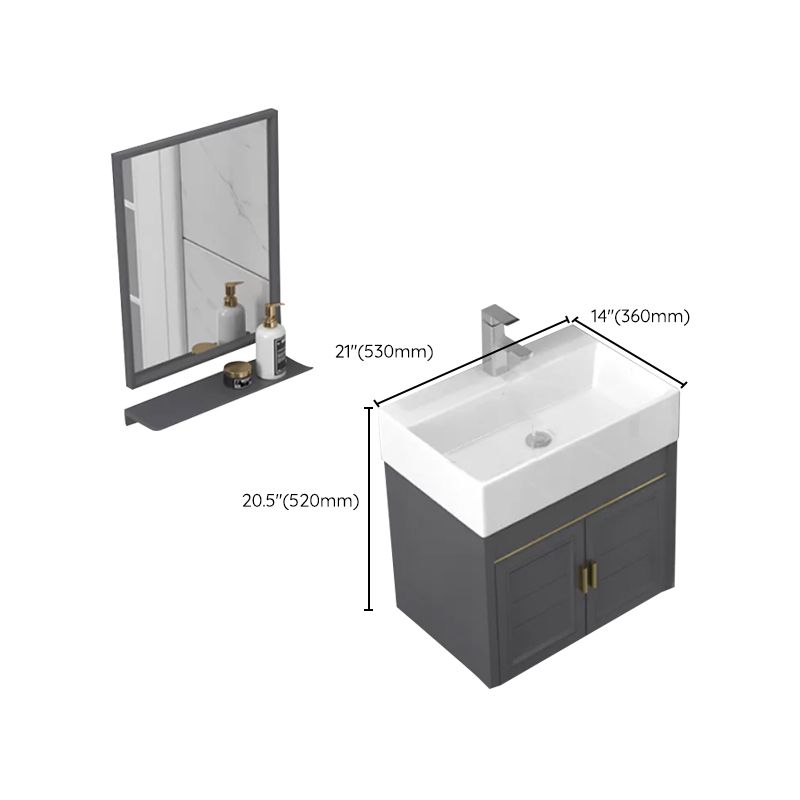 Modern Single Bath Vanity Wall Mount Ceramic Top Bathroom Vanity