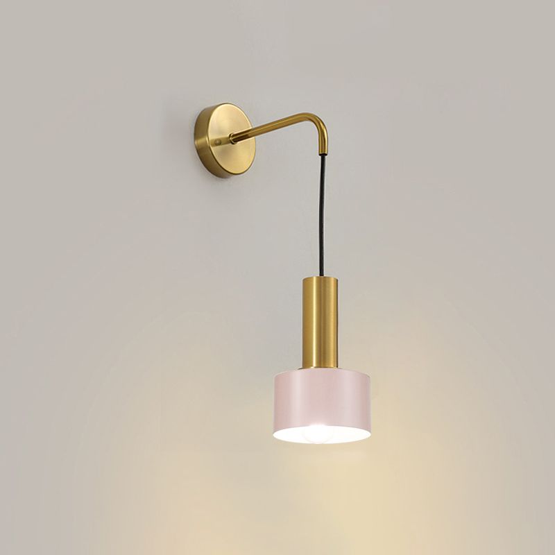 Modern Style Sconce Light Fixtures Cylinderical 1-Light Metal Wall Mounted Lighting