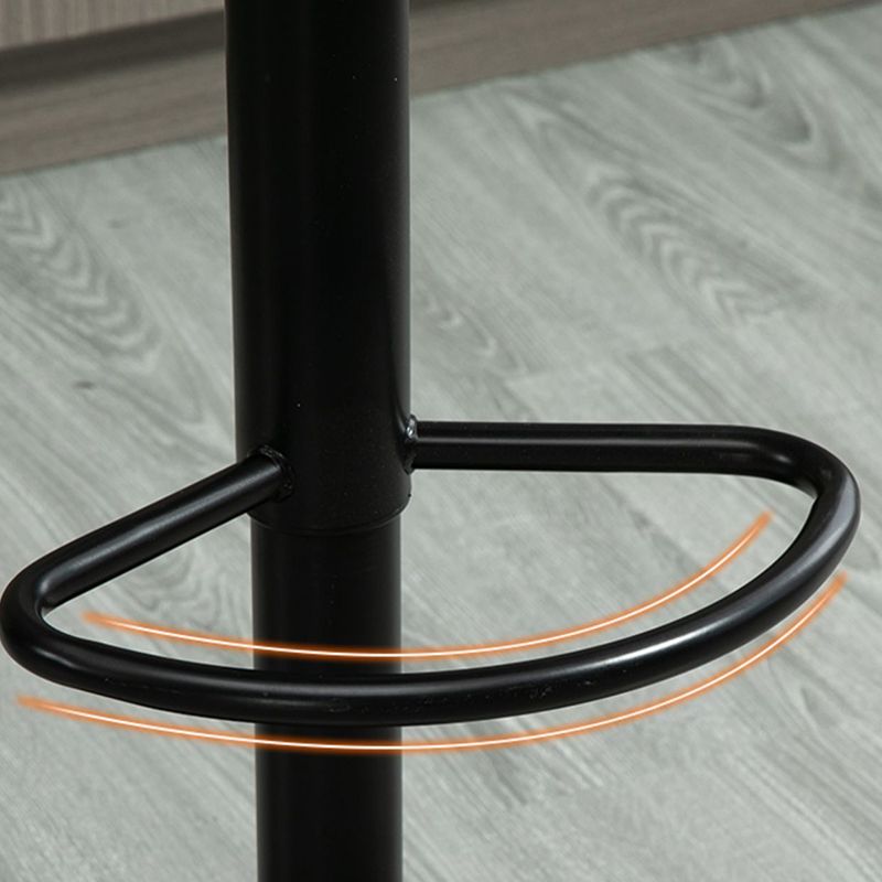 Contemporary Metal Barstool Faux Leather Footrest Stool Adjustable in Matte Finish
