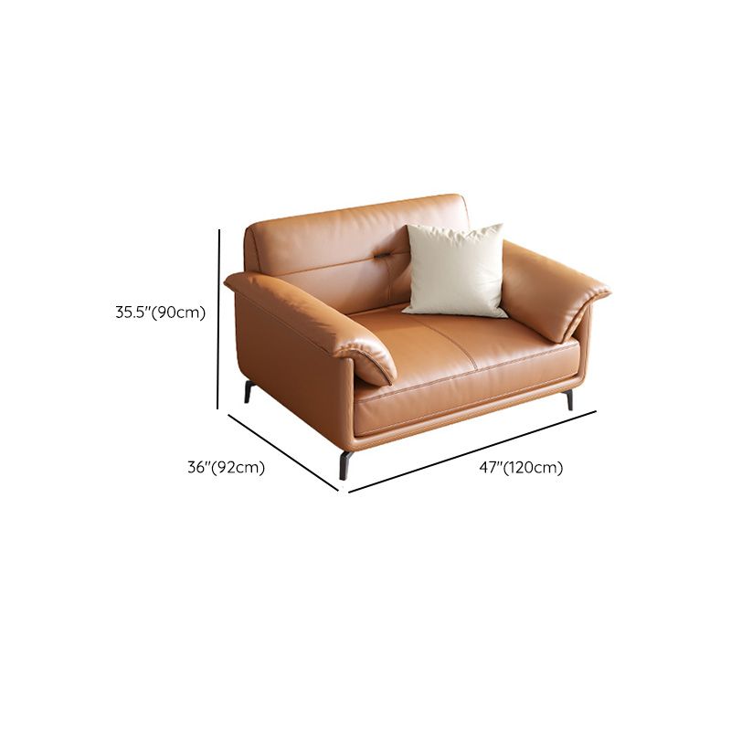 Nordic Style Arc Arm Slipcovered Sofa Leather Sofa in Orange for Apartment