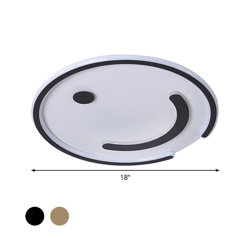 Round Flushmount Lamp Simple Acrylic LED Bedroom Flush Mount Ceiling Light in Black/Gold, White/Warm Light