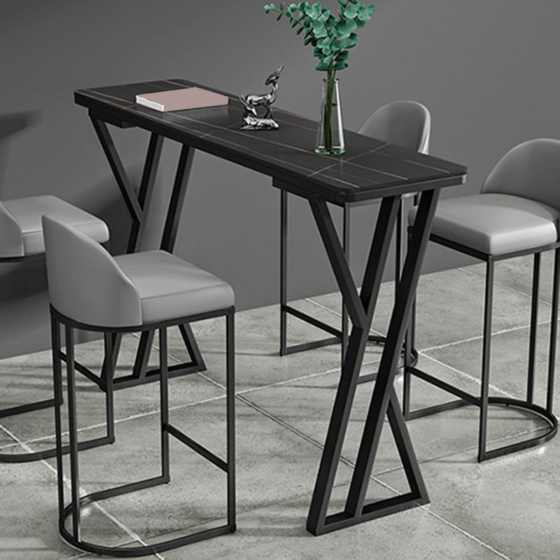Modern Style Bistro Bar Table Rectangle Stone Top Bar Table for Dining Room