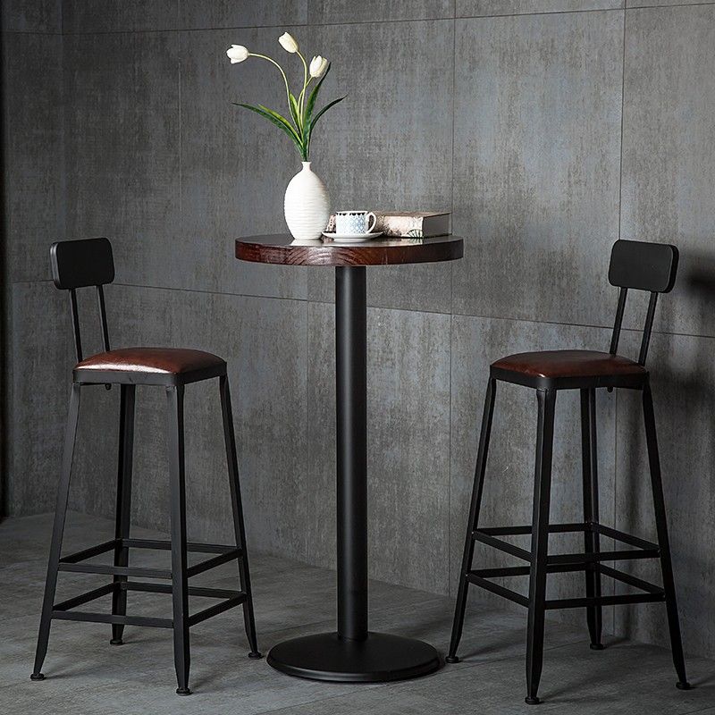 Contemporary Armless Dining Stool Metal Bar Stool with Footrest