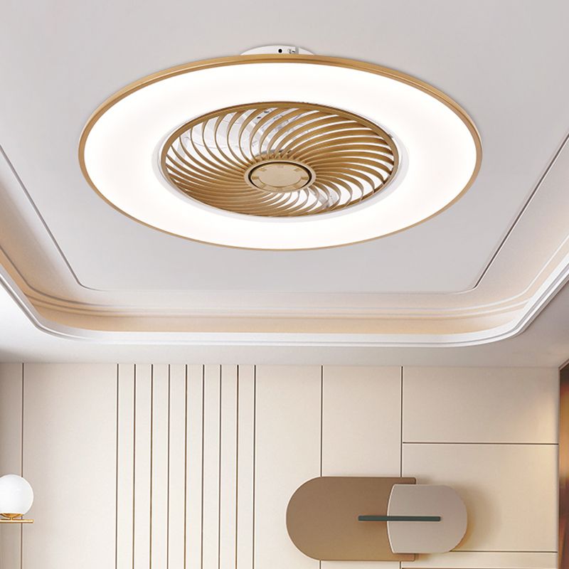 Acrylkreis -LED -Deckenventilatoren im modernen prägnanten Stil Schmiedeeisen Deckenelement für Schlafzimmer