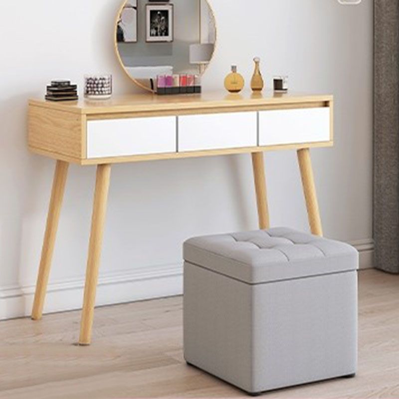 Modern Pouf Ottoman Cotton Upholstered Tufted Solid Color Square Ottoman with Storage