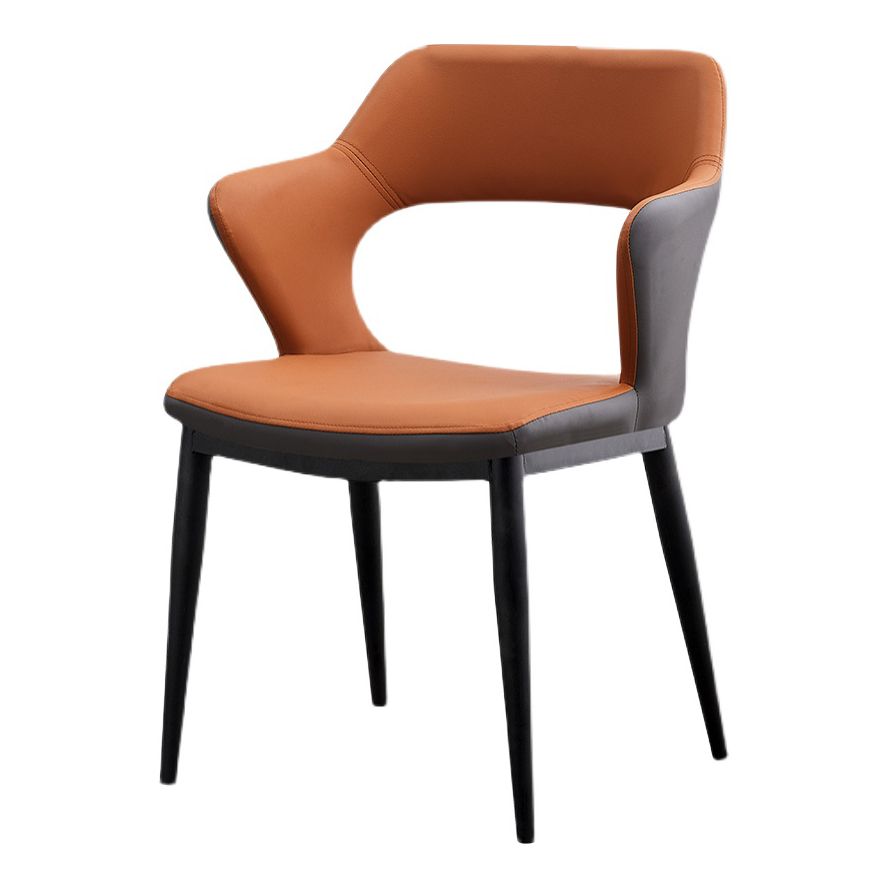 Minimalist Style Leather Dining Chairs Open Back Dining Side Chairs for Home