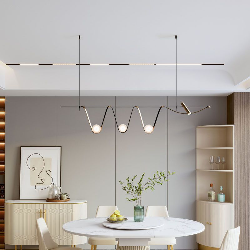 Black Metal Appeding Biling Light LED Linear Linear Lampade per isola per sala da pranzo