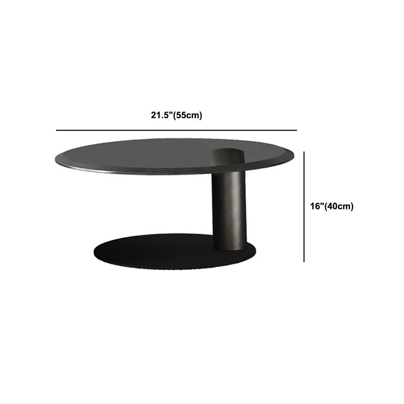 Modern Style Coffee Table with Square Block Base Design Round Glass/wood Table