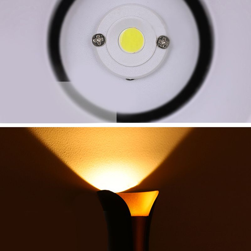 Lámpara de luz de pared curva de aluminio estilo moderno de 2 luces lámpara en blanco y negro