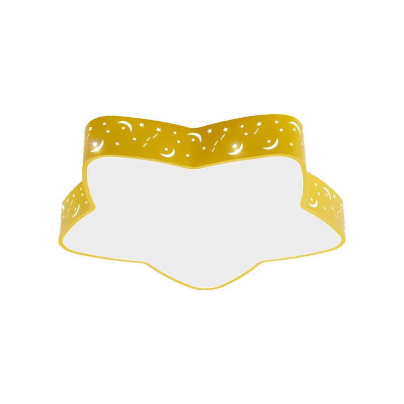 Luz de techo de color caramelo de estilo nórdico, luz de montaje empotrado de metal con estrella grabada para adolescentes