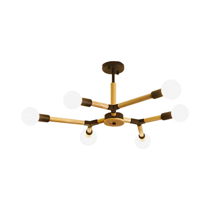 Lámpara de cuello de techo negro/blanco de lámpara molecular de madera con diseño de techo negro/blanco con diseño de bombilla desnuda