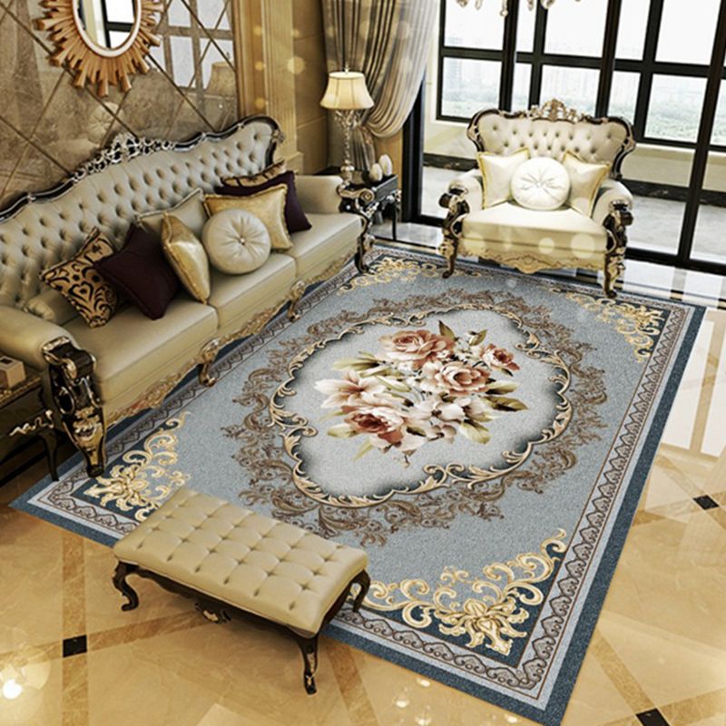 Tapis à imprimé floral multicolore Polyester tapis anti-glissement