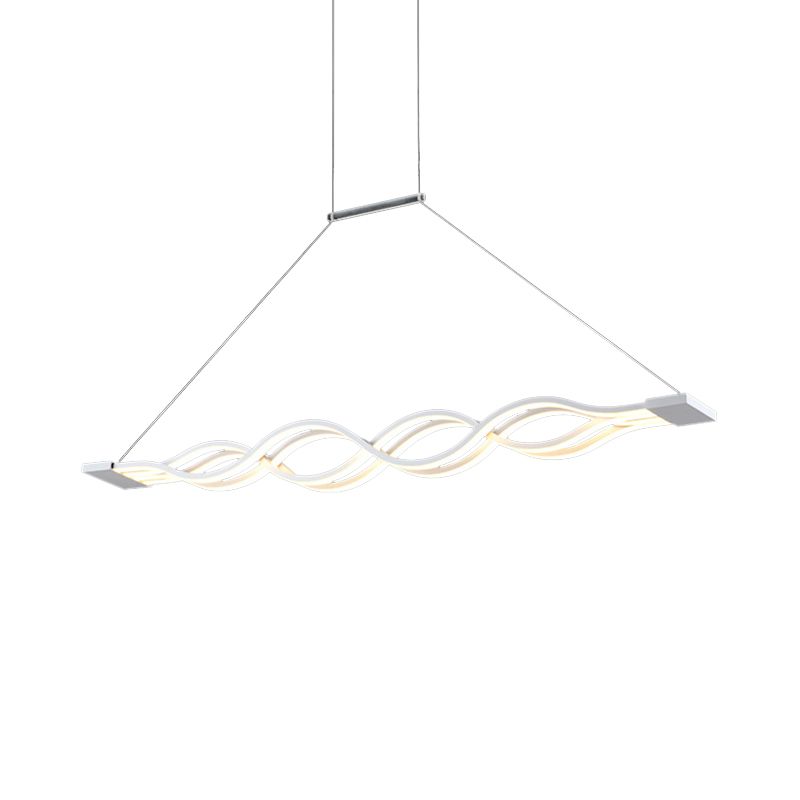 25.5"/39" Wide White Wavy Suspension Light Modern LED Acrylic Ceiling Pendant over Island in Warm/White/Natural Light