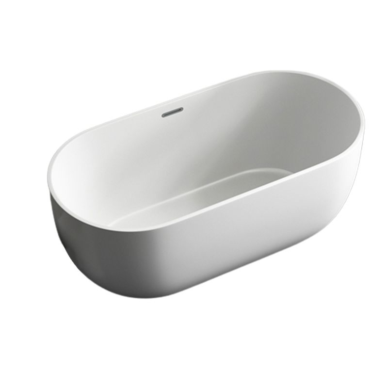 Modern Acrylic-Fiberglass Oval Bathtub Freestanding Soaking Bathtub with Center Drain