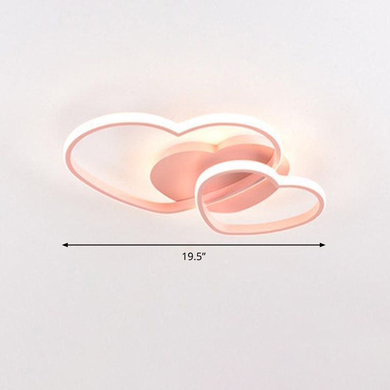 Dubbele hartvormige plafondlamp Romantisch minimalistisch metalen slaapkamer inbouw led-licht