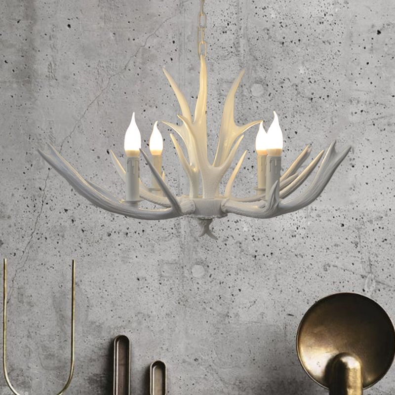 4/6 lumières Résine Chandelier Pendent Lamp Farmhouse White Bandle salon Suspended Ligting Ayémand