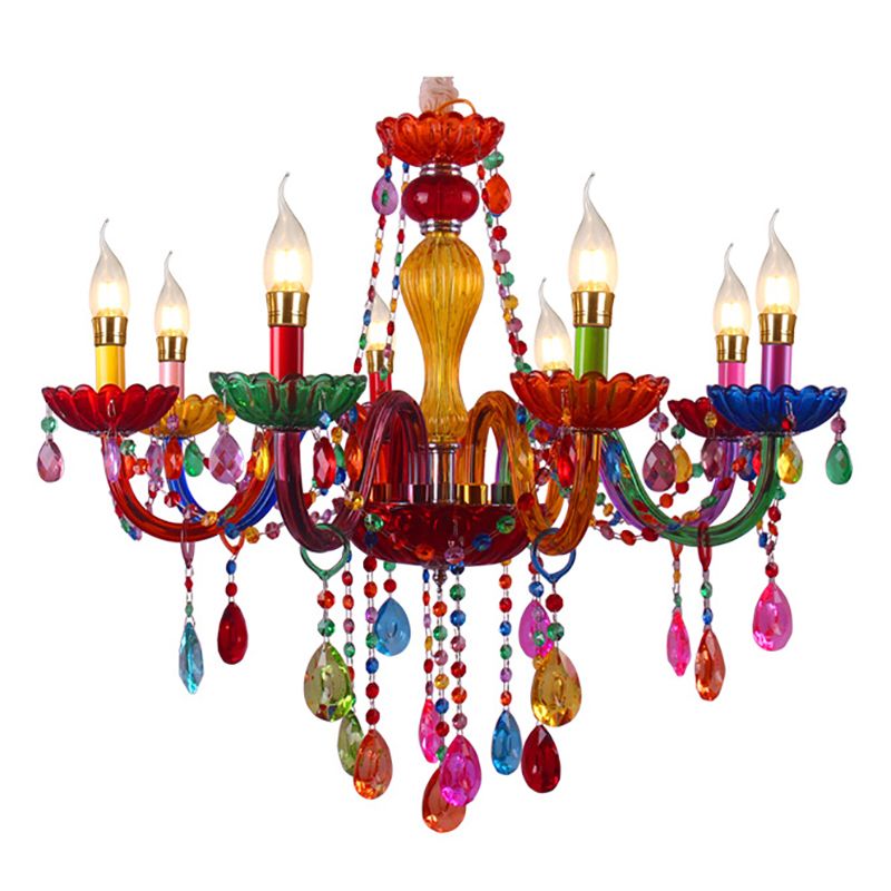 Nordic Multi Head Macron Chandelier Glass Pendant Lighting Fixtures for Bedroom