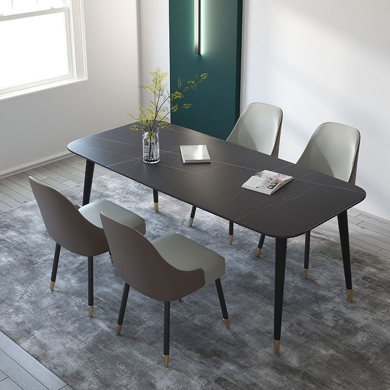 Modern Stone Rectangle Dining Table Home Kitchen Dinner Black Frame Dining Table