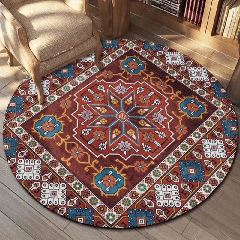 Colorido área de patrón tribal alfombra azul alfombra tradicional poliéster alfombra anti-slip para sala de estar