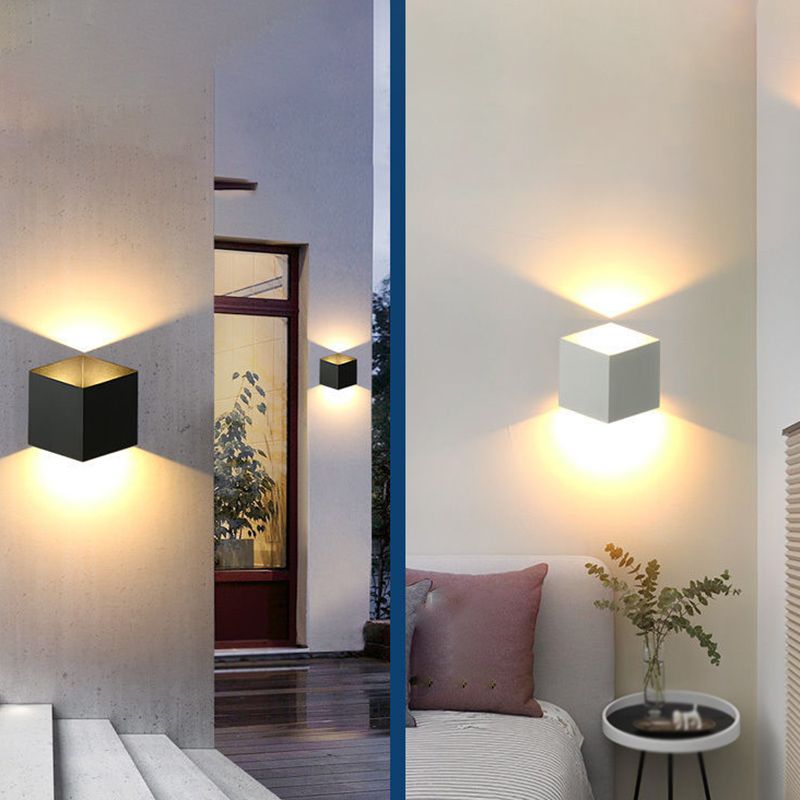 Geometric Shape Wall Lamp Modern Style Metal 2 Lights Wall Lights in White/Black
