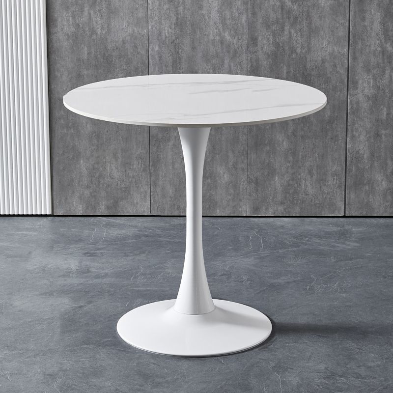 Contemporary Stone Round Top Restaurant Table Metal Base Dining Table