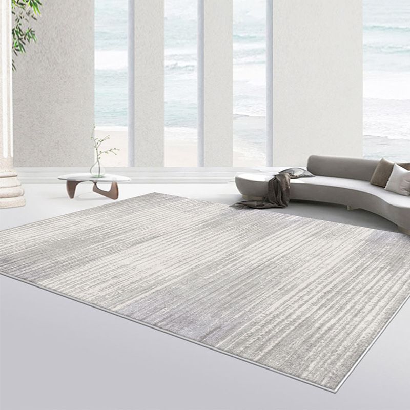 Light Grey Modern Carpet Polyester Line Carpet Washable Carpet for Living Room
