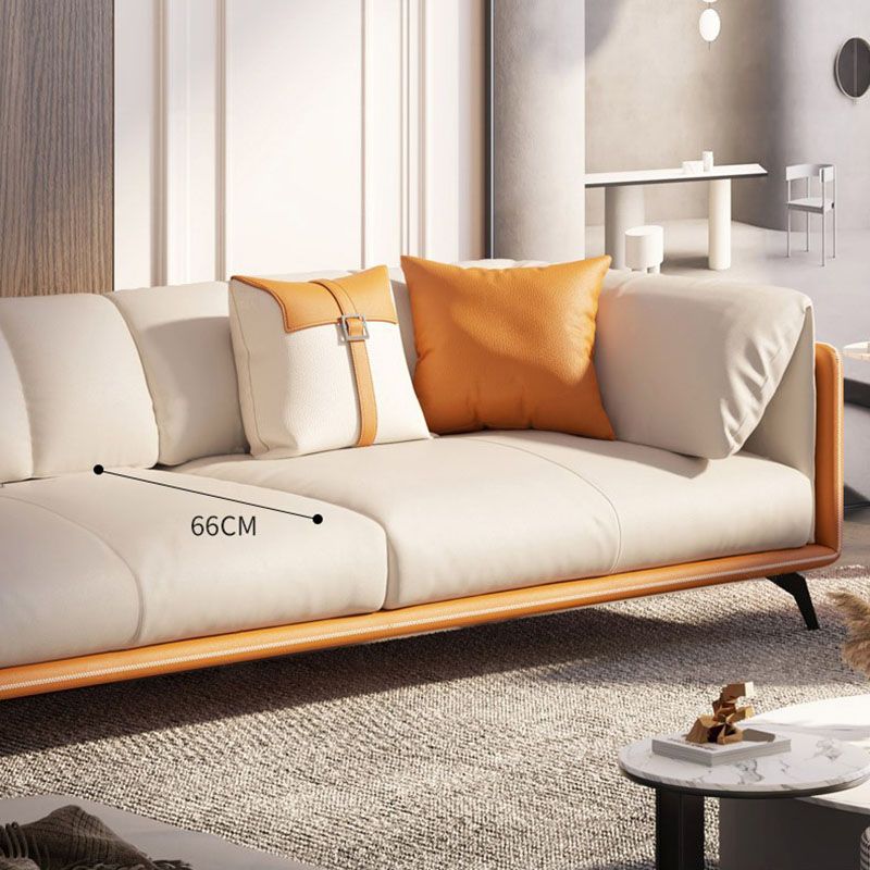 Contemporary Tuxedo Arm Sofa Stain Resistant Faux Leather Sofa