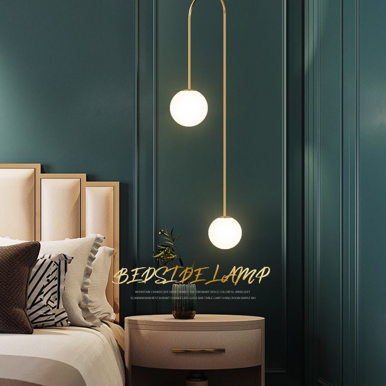 2 Lichter sphärische Anhängerbeleuchtung moderne Einfachheit Milchglas Anhänger Deckenleuchten