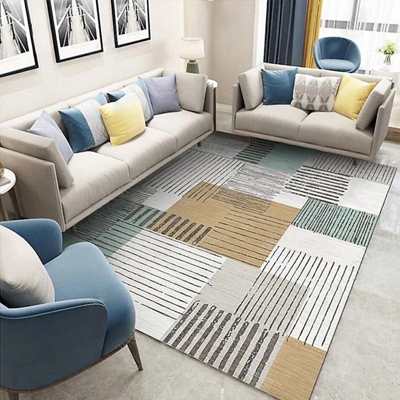 Trendy Living Room Rug Multi Colored Geometric Printed Area Rug Polypropylene Non-Slip Stain-Resistant Rug