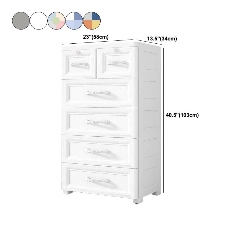 Contemporary Style Non-Hanging Armoire Plastic Cabinet with Drawers
