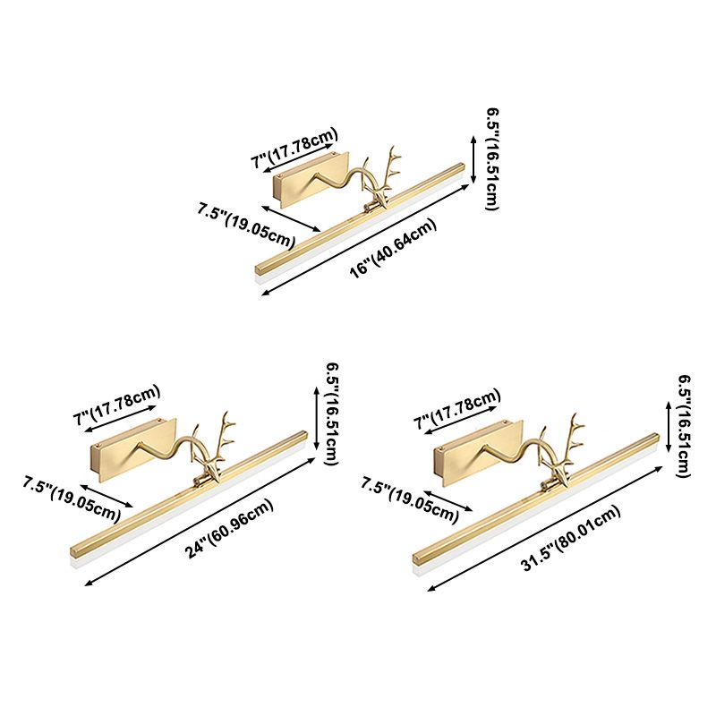 Contemporary Brass Mirror Lighting Fixture Wall Mounted Light Fixture for Bathroom Powder Room