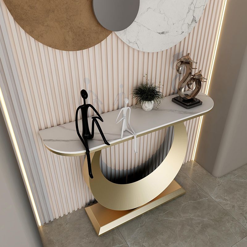 Modern Half Moon Console Table Antique Finish Console Sofa Table