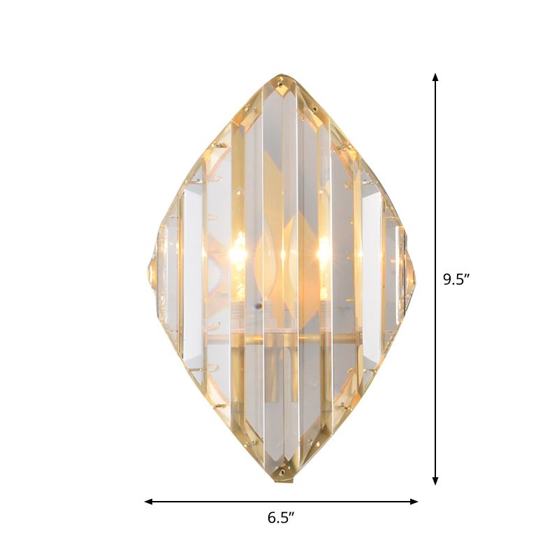 Crystal Rhombus Wall Mount Lamp Post-Modern 1/2-Bulb Wall Lighting Fixture in Gold