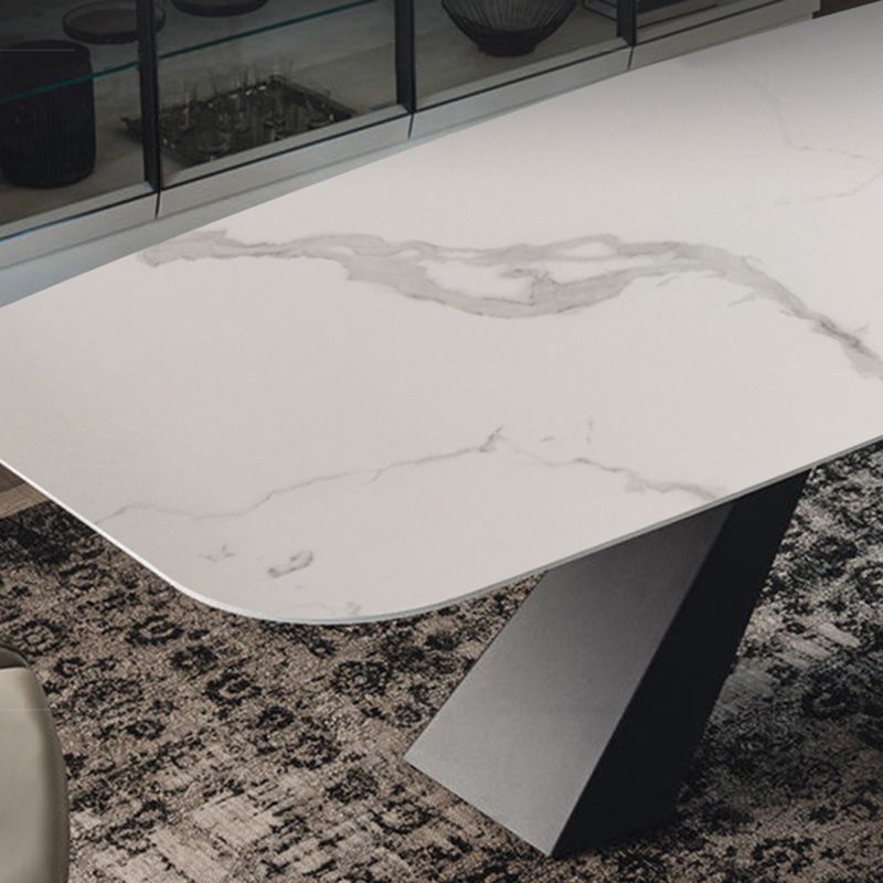 Modern Rectangle Sintered Stone Table Set 1/4 Pieces Dining Set