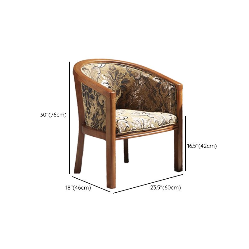 Brown Solid Wood Frame Dining Arm Chair Indoor Upholstered Arm Chair