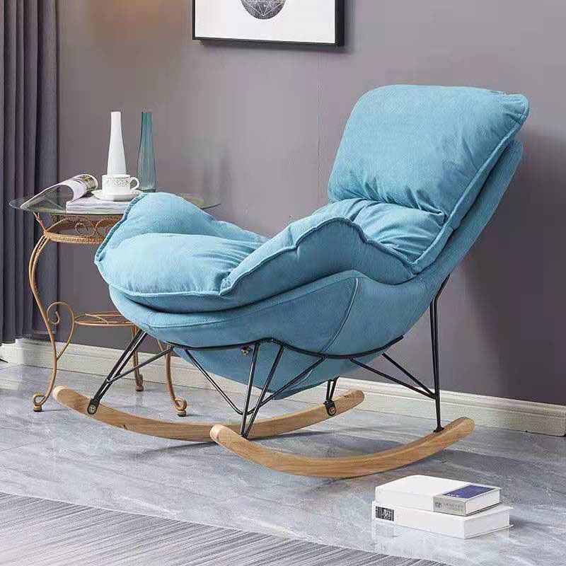 Blue Modern Rocking Chair Upholstered Rocker Chair for Home Decor