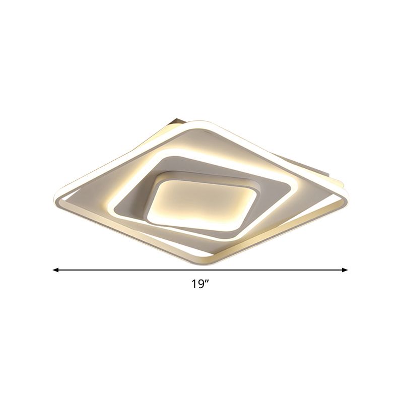 19"/23" W Swirl Square White Flush Light Modernist Acrylic LED Ceiling Lamp in Warm/White Light/Remote Control Stepless Dimming