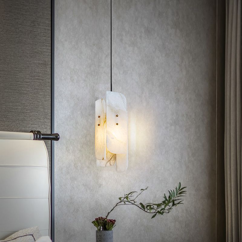 Unique Shape Hanging Lighting Modern Style Marble 1 Light Pendant Lamp for Bedroom