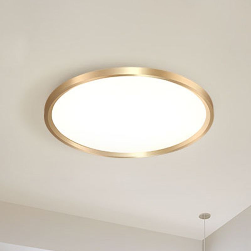 Plafonnier LED en métal de style simple avec disque doré, lumière blanche chaude/blanche, 30,5 cm/40,6 cm/49,5 cm de large