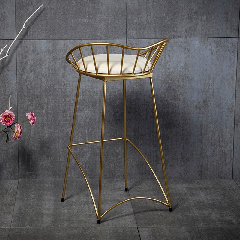 Modern Style Iron Bar Stool Low Back with Footrest Living Room Simple Bar Stool 30 Inches
