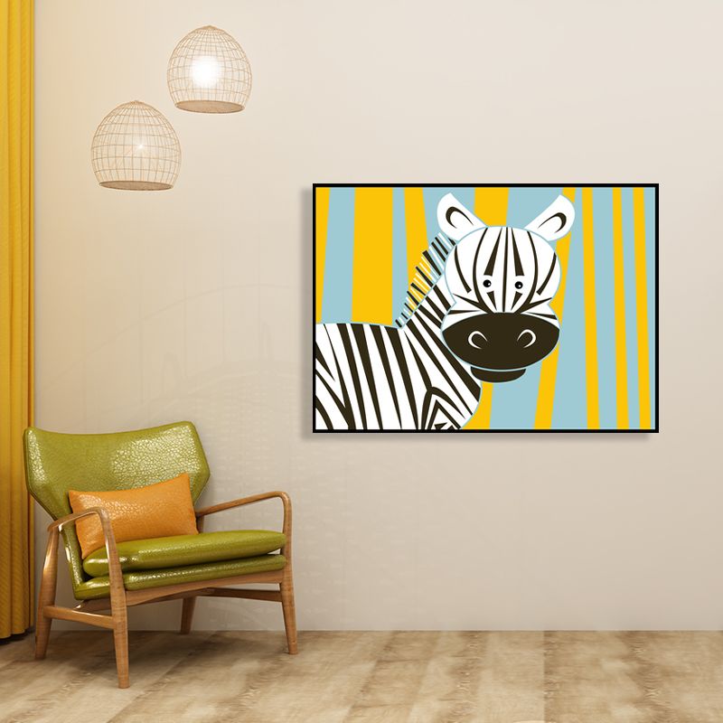 Animal Wall Art Decor Pastel Color Cartoon Canvas Print for Baby Room, Multiple Sizes