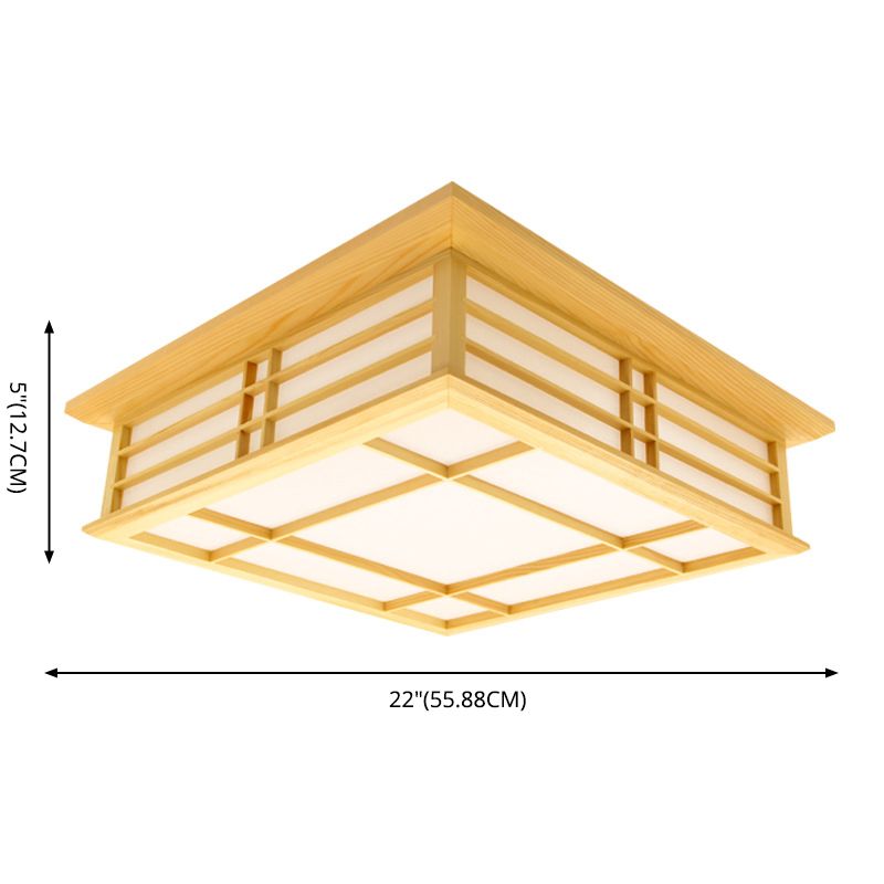 Modernes minimalistisches Rechteck Deckenbündige Halterung Licht Naturholz Wohnzimmer Flush Mount Beleuchtung