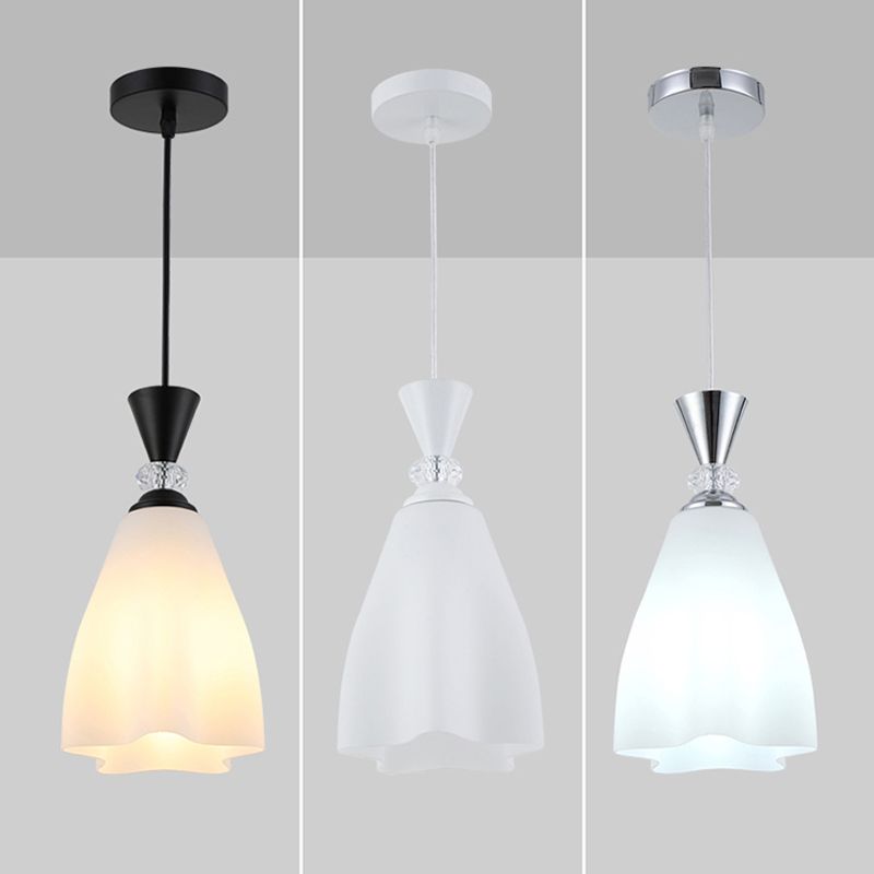 Bloemen diner hanglampverlichting minimalistisch wit glas hangende verlichtingsarmatuur