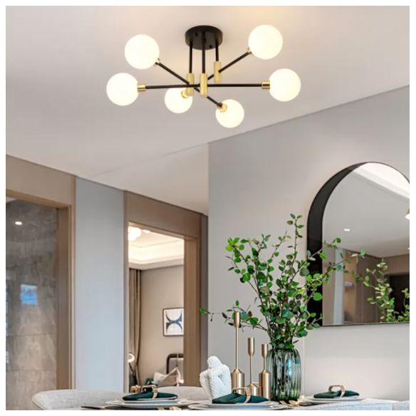 Plafonnier semi-encastré pour salon Global, éclairage de plafond simple en verre noir